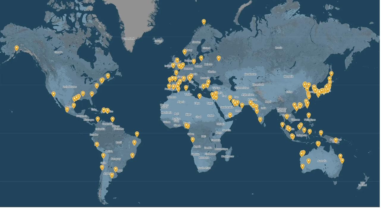 LNG Buyers Worldwide — map of global LNG terminals and markets